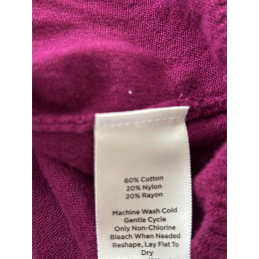Talbots Petite Magenta Purple Cable Knit Pointelle Yoke Cotton Blend Sweater SP - Picture 5 of 5